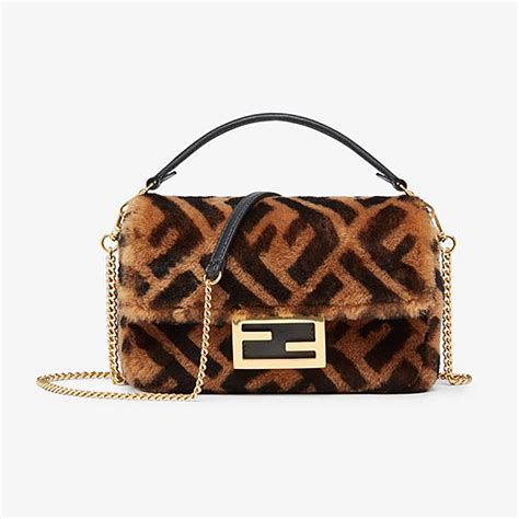 fendi mini baguette sheepskin|Fendi chenille bag.